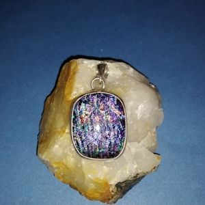Sold ..Fused Dichroic Glass and Sterling Silver Pendant